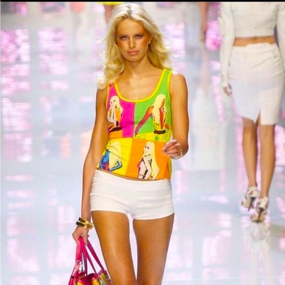 🩷 Versace Runway S/S 2004 Donatella Pop Art Tank - Picture 1 of 11